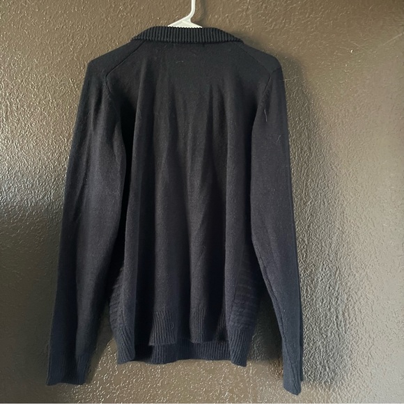 Black Sweater with Quarter Zip, Soft Fabric, Size Large - Picture 4 of 4